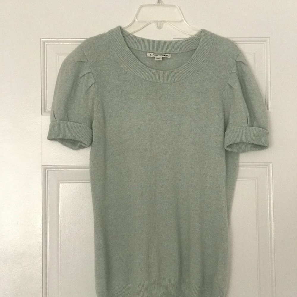 banana republic, short sleeve light turquoise various wool top